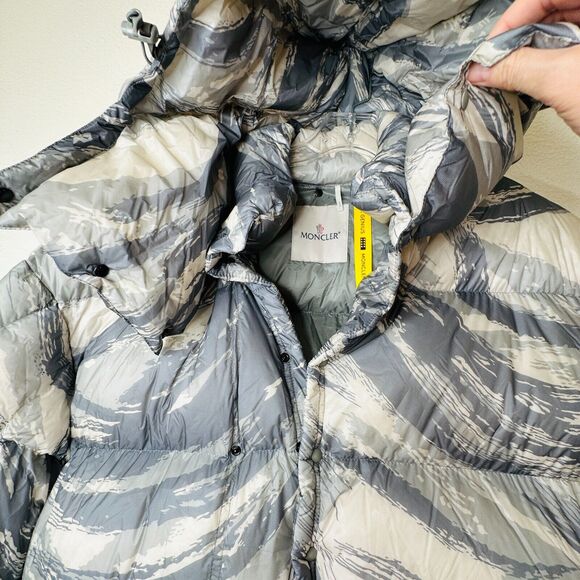 Moncler Genius Muted Cream Blue Gray Sage Army Paint Swatch Hooded Down Jacket S - Picture 4 of 16